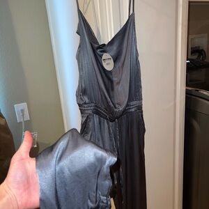 Elegant Blue/Gray Satin Jumpsuit